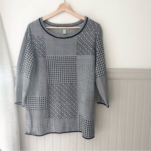 Dana Buchman Black and White Patterned Sweater Womens large